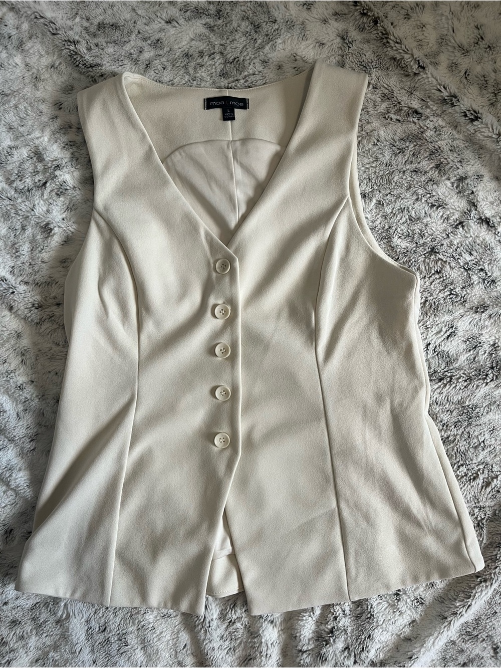 Cream Button-Front V-Neck Women's Vest